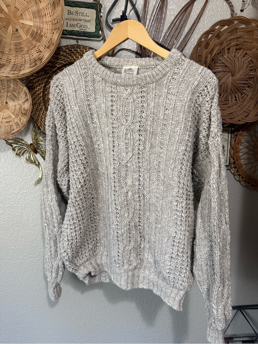 Bonner of Ireland Handloomed Cotton Linen Fisherman sweater